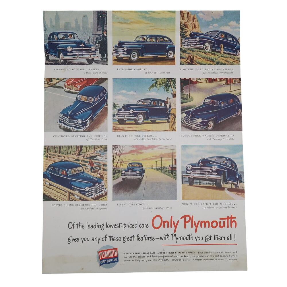 Plymouth Car / Squibb Dental Cream Advertisement 1948 Vintage Automobilia